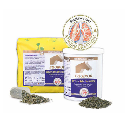bronchialkräuter von Equipur in verschiedenen Grössen als lose Kräuter und als Pellets
