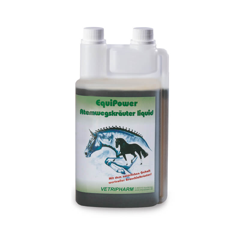 EquiPower Atemwegskräuter liquid von Vetripharm in Dosierflasche